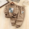 thumbnail image 1 of FAIOROI Boys' Khaki Cotton Tracksuit Set - 2-Piece with Graphic Prints, Ribbed Cuffs, Breathable for Daily Wear/Playdates (1-12Y),Size 5-6T, 1 of 5