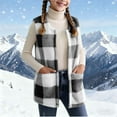 thumbnail image 1 of FAIOROI Child Black Plaid Fuzzy Fleece Vest - Warm Kids Open-Front Layering Vest for Fall Winter,Size 7-8T, 1 of 9