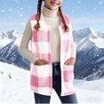 thumbnail image 1 of FAIOROI Child Pink Plaid Fuzzy Fleece Vest - Ultra Warm Kids Open-Front Layering Vest with Pockets for Fall Winter,Size 7-8T, 1 of 9