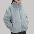 thumbnail image 1 of fnnxnal Fuzzy Juniors Jacket 8-9T Light Blue - 100% Polyester Zip-Up, Stand Collar, Soft Cozy & Machine Washable Kids' Everyday Outerwear, 1 of 4