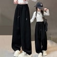 thumbnail image 1 of FAIOROI Girl's Sweatpants for Girls Kids, Black, Size 9 T, Winter Warm, Straight Casual, Loose Long, Girls' Drawstring, Leg Straight, Athletic Leggings, Solid Color, 1 of 8