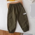 thumbnail image 1 of FAIOROI Girls' Cargo Pants for Girls Kids, Army Green with Pockets, Elastic Waisted Loose Fit Solid Color Casual Summer Pants Size 7 T, 1 of 3