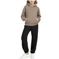 thumbnail image 1 of fnnxnal Girls Coffee Tracksuit Set - 100% Polyester Soft Breathable Outfit, Relaxed Fit Hoodie & Sweatpants for 2-13 Years Kids, Durable Casual Wear,Size 13 T, 1 of 5