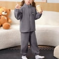 thumbnail image 1 of fnnxnal Girls Loungewear Sweatsuit Set 2-Piece, Ultra Soft Warm Dark Gray Full-Zip Jacket & Elastic Pants for 3-13 Years Girls,Size 5 T, 1 of 7