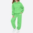 thumbnail image 1 of fnnxnal Girls' Mint Green Soft Warm 2-Piece Hoodie & Jogger Pants - 100% Polyester Casual Activewear Loungewear for 3-12 Year Old Kids,Size 4-5T, 1 of 4