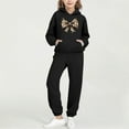 thumbnail image 1 of fnnxnal Girls' Tracksuit Set 2-13 Years, 100% Polyester Hoodie & Jogger Pants, Casual Sporty Outfit with Leopard Print Bow, Black, Walmart Kids' Athletic Clothing Set,Size 2 T, 1 of 6