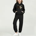 thumbnail image 1 of fnnxnal Girls Tracksuit Set for Kids (2-13 Years) - Black Hoodie & Jogger Pants, 100% Polyester Soft Casual Sport Outfit with Leopard Heart Graphic,Size 11 T, 1 of 6