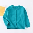 thumbnail image 1 of DAETIROS Girls Warm Sweater for Girls Kids, Knitted Sweater with Round-Neck, Long Sleeve Solid Color, Girls Cardigans, Sky Blue, Size 8-9 T, Winter Sweaters to Warm Up, 1 of 6
