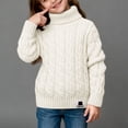 thumbnail image 1 of Trupants Girls' Warm Turtleneck Cable Knit Sweater - Soft Knitting Cotton, Ribbed Hem/Cuffs, White, Sizes 3-8 Years, 1PC Top for Cool Seasons & Daily Wear,Size 4T, 1 of 6