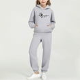 thumbnail image 1 of fnnxnal Gray Girls' Tracksuit Set - 100% Polyester Soft Hoodie & Joggers, Heart Paw Print Design, Comfortable Kids Activewear for Ages 2-13,Size 13 T, 1 of 6