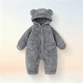 thumbnail image 1 of Trupants Gray Teddy Bear Hooded Onesie for Girls - Ultra-Soft 100% Polyester Warm Kids Jumpsuit with Front Zipper, Cuffed Hands/Feet, 0-9 Months, 1PC,Size 3 Months, 1 of 6