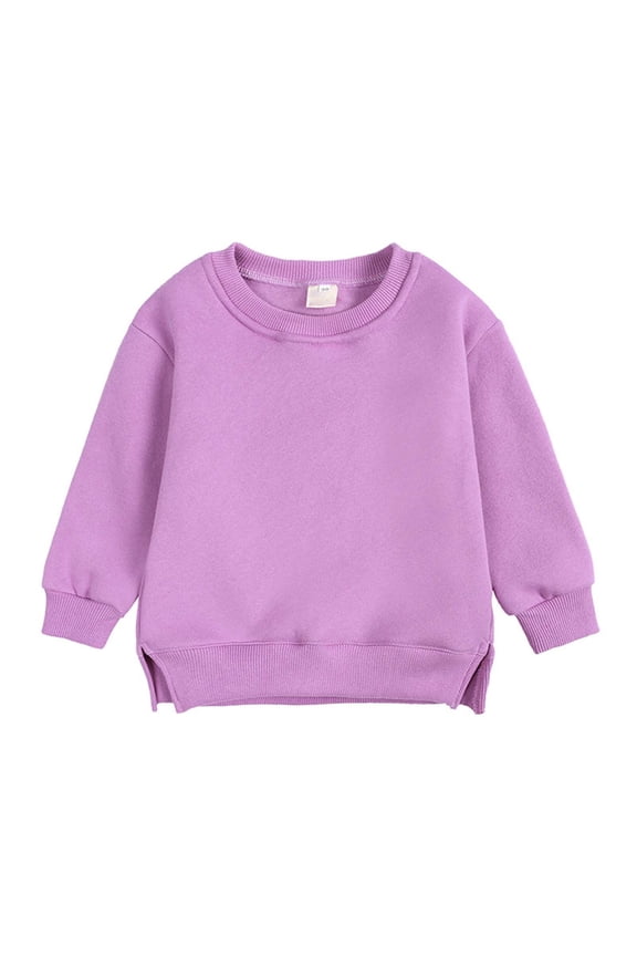 Infant 2T Purple Cotton Sweatshirt - Classic Crew Neck, Long Sleeve, Soft Breathable for Everyday Wear/School/Playdates