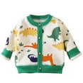 thumbnail image 1 of fnnxnal Infant Dinosaur Cardigan - Green, Size 1-2T, Machine Washable, Spring Fall Layering Kids Sweater for Easy Care, 1 of 2