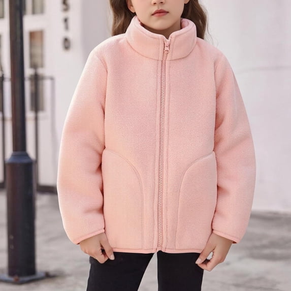 FAIOROI Infant Fleece Jacket, 2T, Pink - Warm Lightweight Polyester, Full Zip, Machine Washable, Soft with Pockets