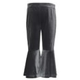 thumbnail image 1 of fnnxnal Infant Girls' Gray Velvet Bell-Bottom Pants - 2T, Nylon Spandex Blend, Stretchy Elastic Waist, Retro Flare Style for Daily/Casual Wear, 1 of 3