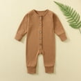 thumbnail image 1 of fnnxnal Infant Onesie 12 Months - 100% Cotton Brown, Front Button, Hypoallergenic, Easy Diaper Change, Unisex Baby Bodysuit, 1 of 9