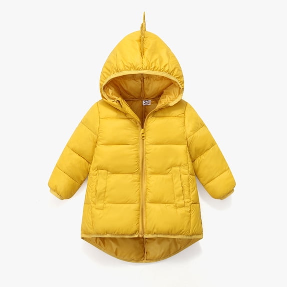 FAIOROI Infant Puffer Jacket 2T Yellow - Warm Winter Coat with Fun Hood Detail, Lightweight Water-Repellent, Durable for Little Ones