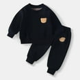 thumbnail image 1 of fnnxnal Infant Toddler Outfit Set 2T - Black Teddy Bear Patch Cotton Blend, Easy Dress Top & Pants, Gender Neutral All-in-One Kids Clothes, 1 of 3