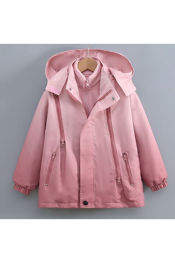 Juniors' 3 in 1 Pink Jacket - 14T, Waterproof Outer Shell with Fleece Lining, Removable Hood, Zipper Pockets, Multi-Season Wear