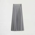 thumbnail image 1 of fnnxnal Juniors' 4XL Gray Cotton Pleated Midi Skirt - Elastic Waist, Perfect for School & Business Casual, 1 of 3