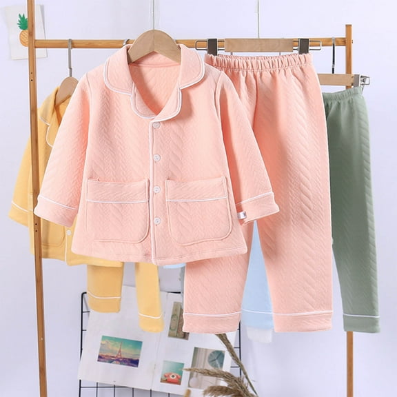 fnnxnal Juniors 6-7T Pink Cotton Pajama Set - Quilted 2-Piece (Top & Pants) Breathable Hypoallergenic for Sensitive Skin