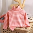 thumbnail image 1 of fnnxnal Juniors 6-7T Striped Cotton Turtleneck Top - Watermelon Red, Soft Breathable for School & Casual Wear, 1 of 5