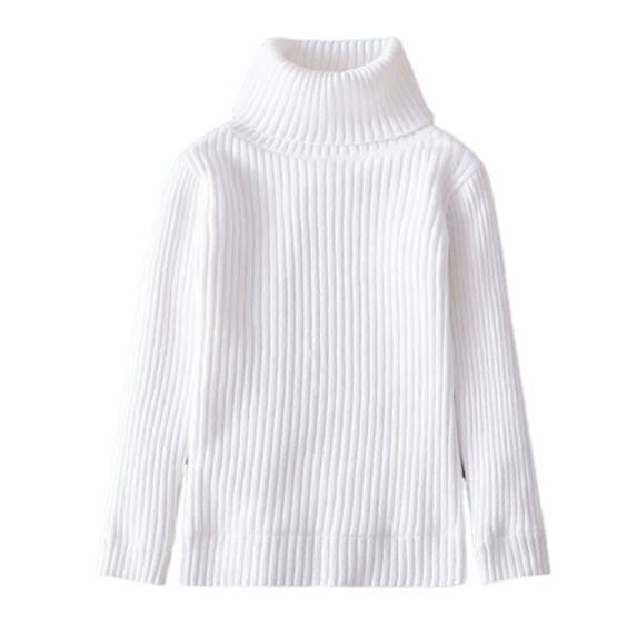 fnnxnal Juniors 6-7T White Turtleneck Sweater - Soft Knitted Cotton, Stretchy Durable, Pilling-Resistant, Cold Weather Layering Top, Affordable Kids Winter Wear