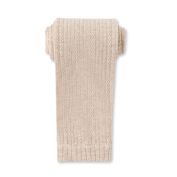 FAIOROI Juniors' Beige Full-Length Leggings - Soft Knitting Cotton, Elastic Waist, Breathable Durable, for Casual Daily Wear & Layering, Size 6-8T