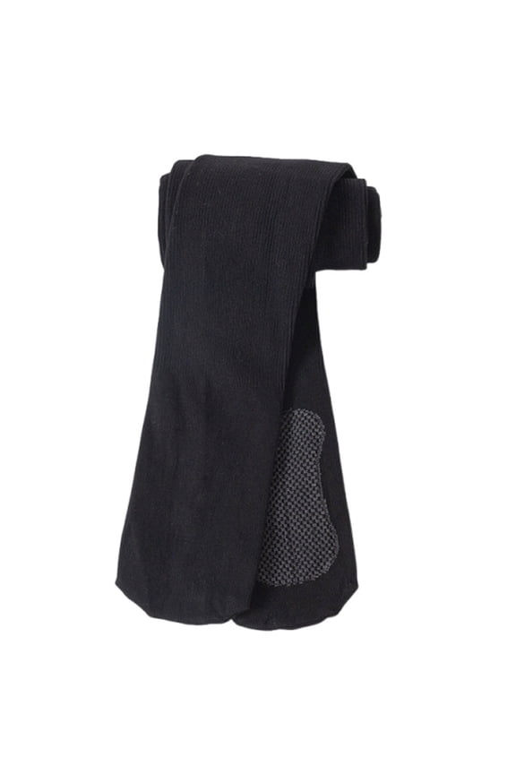 Juniors' Black Cotton Tights - Size 9-12T, Full-Length Soft Breathable Knit Tights with Ribbed Texture, 1PC for Daily/School/Party Wear