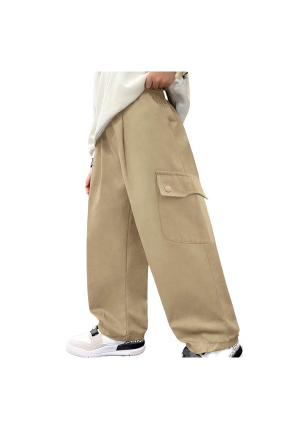 Juniors Cargo Pants Size 10-11T Khaki, Durable 4-Way Stretch, Machine Washable for School/Active Play, Comfortable for All-Day Wear