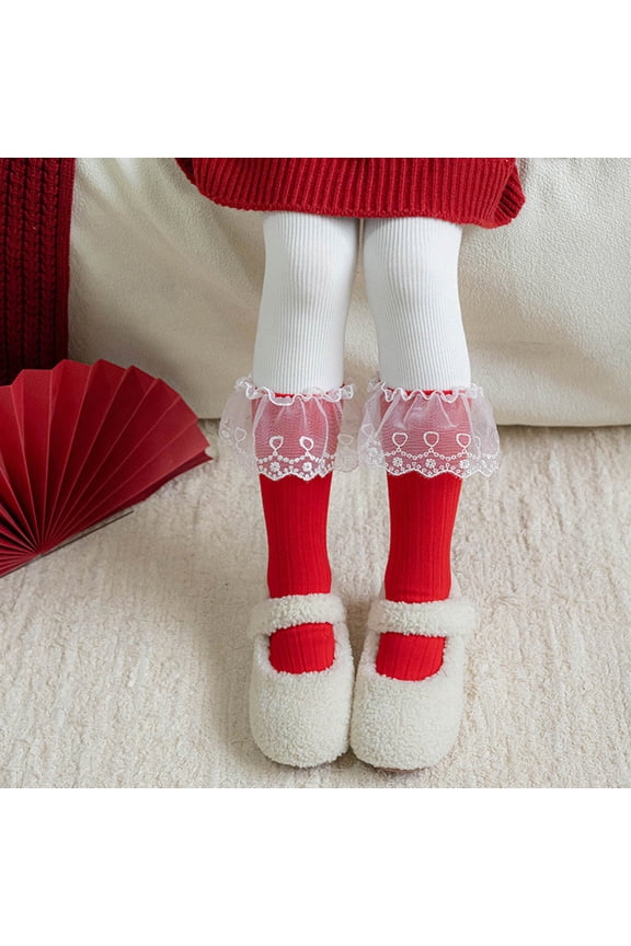 Juniors' Cotton Socks - Black with Lace Ruffle Cuffs & Heart/Floral Embroidery, Free Size, Soft Breathable, Sensitive Skin-Friendly for Daily/Holiday Wear