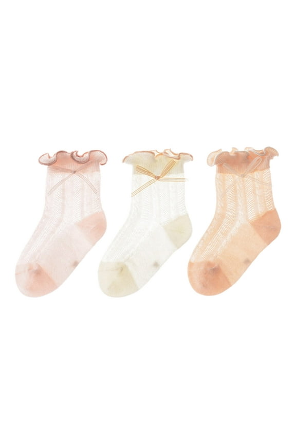 Juniors Girls Socks Size XL - Pink, Cotton Soft Breathable, Ruffled Cuff & Bow Detail, 3 Pack Value Pack for Everyday Wear & Gifting