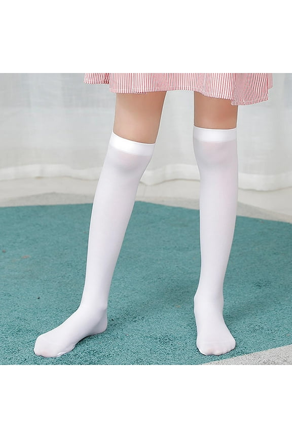 Juniors Kids Cotton Knee High Socks - White, 3-12T, for School Uniforms/Ballet/Everyday Wear, Stays Up & Durable, Walmart