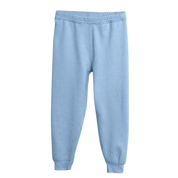fnnxnal Juniors' Polyester Thermal Innerwear Pants - Elastic Waist, Moisture-Wicking, Tapered Leg, Sky Blue, Size 14-15T for Daily/Casual Wear