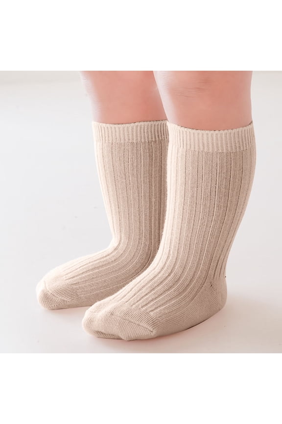 Juniors Socks 3-5T 100% Cotton, Non-Slip Ribbed Khaki Socks, Hypoallergenic Breathable for Juniors’ Sensitive Skin Budget-Friendly