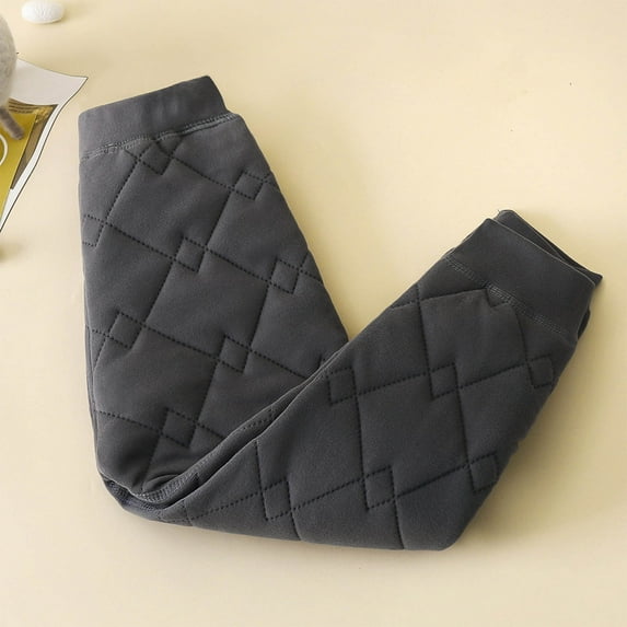 fnnxnal Juniors' Warm Cotton Quilted Pants - Gray, 6-7T - Elastic Waist Cuffed Ankle - Soft Breathable for Winter Casual & Outdoor Wear