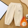 thumbnail image 1 of fnnxnal Kids Boys Beige Fleece Lined Cotton Pants - Warm Casual Sporty Loose Fit with Elastic Waist/Cuffs for Cold Weather, 3-10 Years, 1pc,Size 7 T, 1 of 5