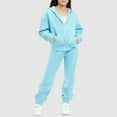 thumbnail image 1 of Trupants Light Blue Girls Tracksuit Set, 100% Polyester Kids 2-Piece Outfit with Full Zip Hoodie & Cuffed Pants, Casual Sporty Loose Fit Playwear for 6-12 Years Old,Size 10-11T, 1 of 5