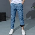 thumbnail image 1 of FAIOROI Little Boys 6T Blue Fleece Lined Jogger Pants - Warm Polyester Casual Pants with Drawstring Waist & Elastic Cuffs for Cool Days, Daily Wear & Playtime, 1 of 9
