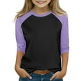 thumbnail image 1 of fnnxnal Little Girls 5T Black Raglan Shirt - 3/4 Sleeve Stretchy Polyester Spandex Top, Machine Washable Wrinkle-Resistant, 1 of 6