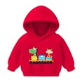 thumbnail image 1 of fnnxnal Little Girls 5T Red Kids Hoodie - 100% Polyester Soft Durable Easy Care, Cartoon Dinosaur Giraffe Train Print for 2-8 Years Old, 1 of 5