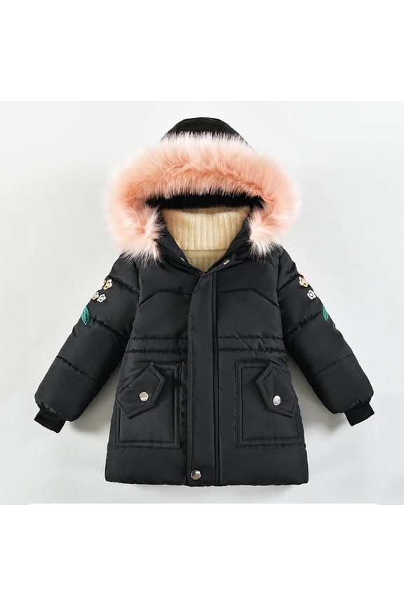 Trupants Little Girls' 5T Winter Puffer Coat - Warm & Waterproof, with Faux Fur Trim Hood & Pockets, Nylon Spandex Kids Cold Weather Jacket