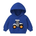 thumbnail image 1 of FAIOROI Little Girls 6T Blue Hoodie, 3D Tractor Applique, Machine Washable Polyester, Easy Care for Active Kids, 1 of 5