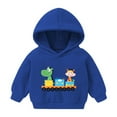 thumbnail image 1 of fnnxnal Little Girls 6T Blue Hoodie, Soft Polyester with Dinosaur & Giraffe on Train Print, Machine Washable, 1 of 5