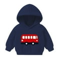 thumbnail image 1 of fnnxnal Little Girls 6T Hoodie - School Bus Print Polyester Soft, Machine Washable for Everyday School Play Spring Fall, Navy, 1 of 5