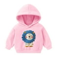 thumbnail image 1 of fnnxnal Little Girls 6T Pink Lion Graphic Hoodie - Polyester Durable Easy Care Pullover, Cute Kids Hooded Sweatshirt for School & Everyday Play (2-8 Years), 1 of 5