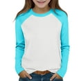 thumbnail image 1 of fnnxnal Little Girls 6T Sky Blue Raglan Long Sleeve Top - Soft Stretch 95% Polyester 5% Spandex for Daily Play & School, 1 of 8