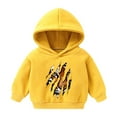 thumbnail image 1 of fnnxnal Little Girls 6T Yellow Hoodie - Tiger Claw Print Playful Kids Hooded Sweatshirt, Durable for Active Play, Easy Care, 1 of 5
