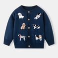 thumbnail image 1 of FAIOROI Little Girls Cardigan 5T Dark Blue - Cute Dog Motifs, 100% Polyester, Button-Front, Machine Washable for Spring Fall, 1 of 9
