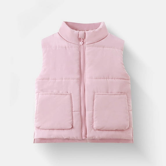Trupants Little Girls Cotton Puffer Vest - 5-6T Pink, Lightweight Warm with Full-Zip & Stand-Up Collar for 5-6 Year Olds